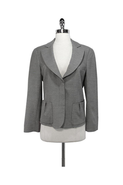 Current Boutique-Emporio Armani - Black & White Wool Blend Blazer Sz 12