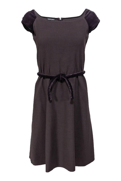 Current Boutique-Emporio Armani - Brown Dress w/ Velvet Details Sz 4