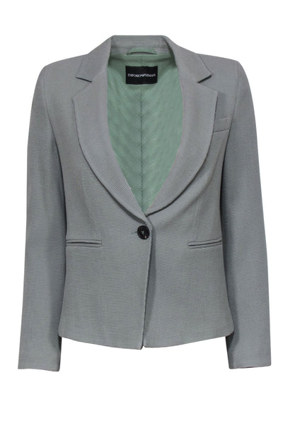 Current Boutique-Emporio Armani - Sage Green Textured Wool Single Button Blazer Sz 4