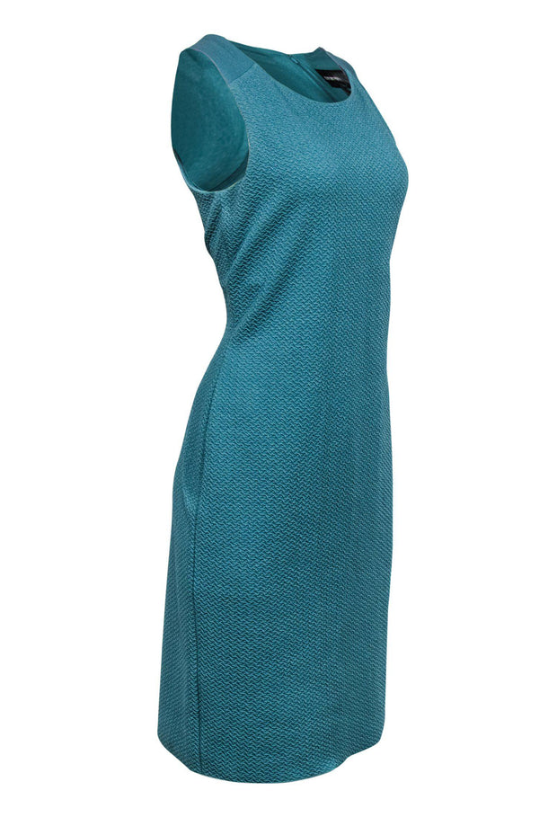 Current Boutique-Emporio Armani - Teal Textured Midi Sheath Dress Sz 10