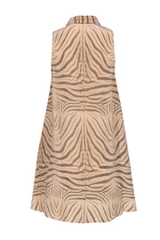 Current Boutique-Equipment - Beige Zebra Print Sleeveless Silk “Mina” Shirtdress Sz S