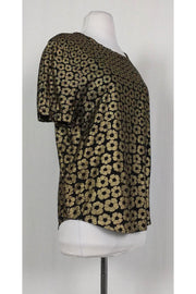 Current Boutique-Equipment - Black & Gold Floral Top Sz S