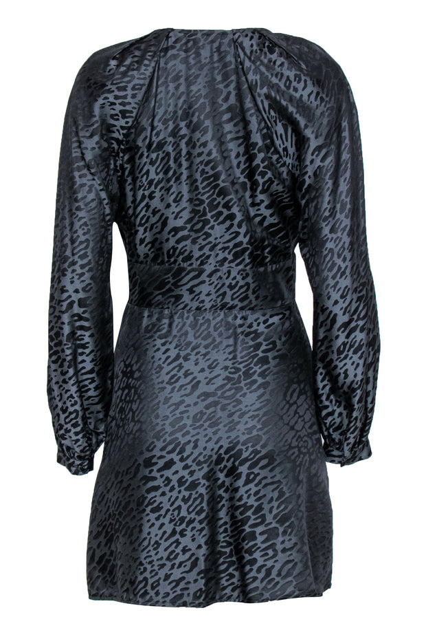 Current Boutique-Equipment - Black Leopard Print Long Sleeve Sheath Dress Sz 6