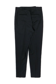 Current Boutique-Equipment - Black Tapered Wool "Warsaw" Trousers w/ White Contrast Stitching Sz 8