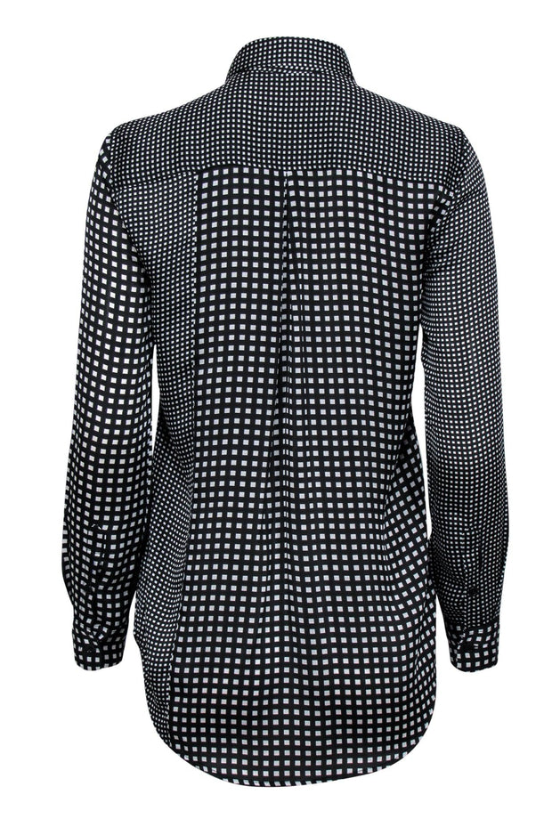 Current Boutique-Equipment - Black & White Checkered Satin Collared Blouse Sz XS