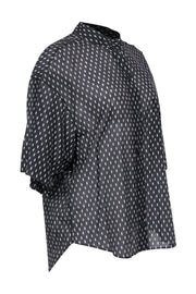 Current Boutique-Equipment - Black & White Polka Dot Cotton & Silk Blouse Sz XL