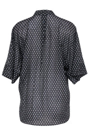 Current Boutique-Equipment - Black & White Polka Dot Cotton & Silk Blouse Sz XL