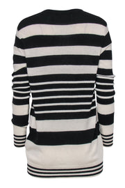 Current Boutique-Equipment - Black & White Striped Tunic-Style Cashmere Sweater Sz S