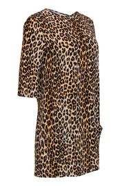 Current Boutique-Equipment - Brown Leopard Cropped Sleeve Shift Dress Sz S