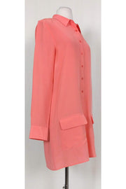 Current Boutique-Equipment - Coral Silk Shirt Dress Sz S