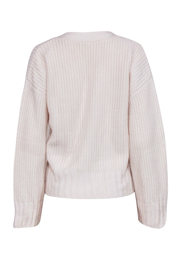 Current Boutique-Equipment - Cream Wool & Cashmere Blend V-Neck Sweater Sz M