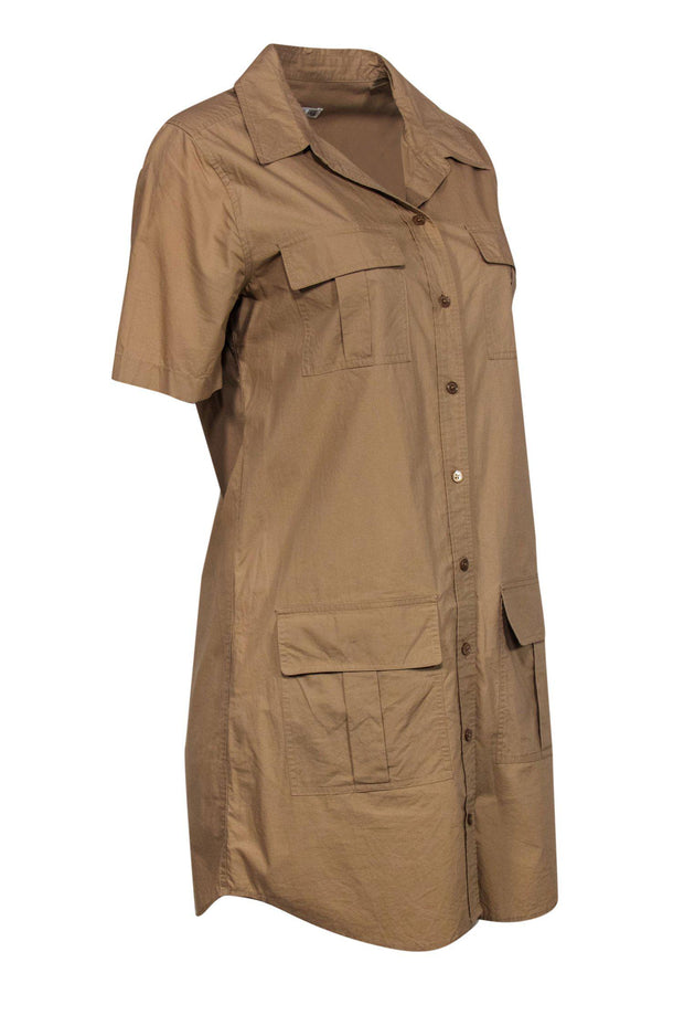 Current Boutique-Equipment - Khaki Button-Up Cotton Shirt Dress w/ Pockets Sz M