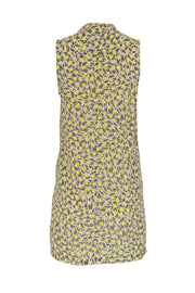 Current Boutique-Equipment - Neon Yellow, Grey & White Star Print Button-Up Silk Shift Dress Sz XS