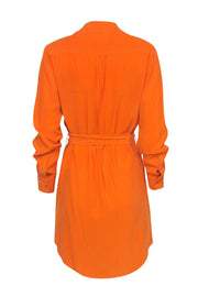 Current Boutique-Equipment - Orange Long Sleeve Button Down Shirtdress w/ Belt Sz S