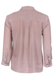 Current Boutique-Equipment - Pale Pink Silk Collared High-Low Blouse Sz S