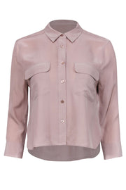 Current Boutique-Equipment - Pale Pink Silk Collared High-Low Blouse Sz S