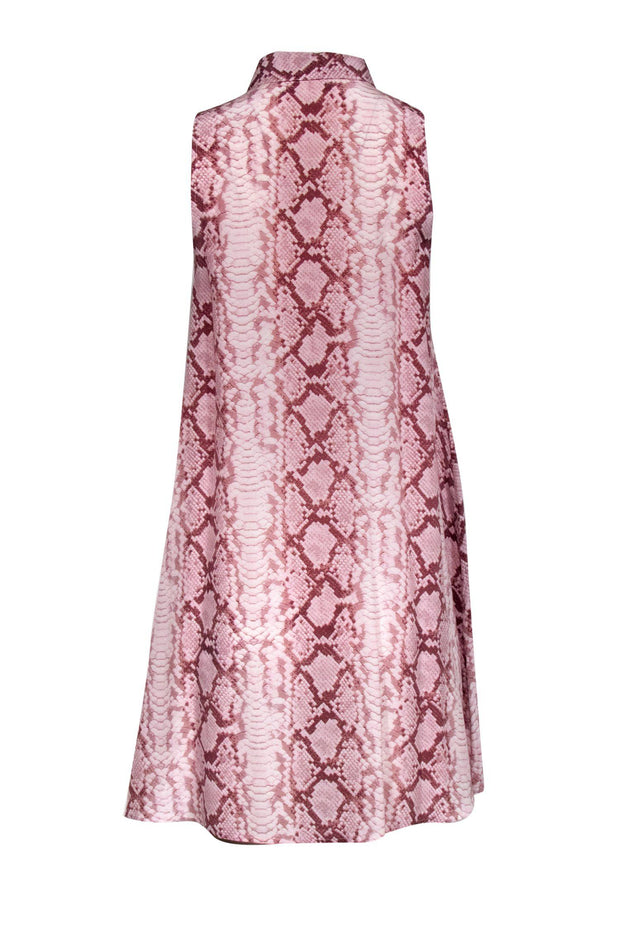 Current Boutique-Equipment - Pink Snakeskin Print Silk Button-Up Dress Sz S