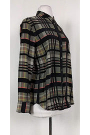 Current Boutique-Equipment - Plaid Silk Button Down Sz XS