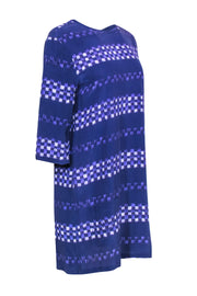 Current Boutique-Equipment - Purple "Ultramarine Audrey" Checked Print Silk Dress Sz L