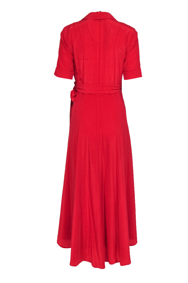 Current Boutique-Equipment - Red Layered Skirt Maxi Wrap Dress Sz S