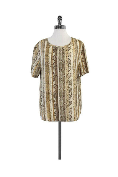 Current Boutique-Equipment - Snakeskin Print Silk Blouse Sz L