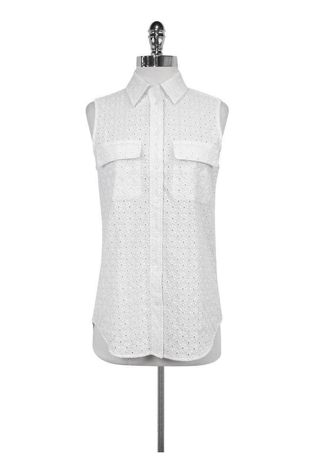 Current Boutique-Equipment - White Eyelet Blouse Sz XS