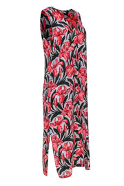 Current Boutique-Equipment - White, Pink & Green Floral Print Sleeveless Maxi Dress Sz M