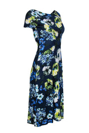 Current Boutique-Erdem - Navy Boat Neck "Vanya" Floral Sheath Dress Sz 4