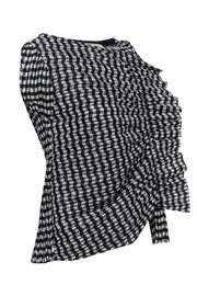 Current Boutique-Erika Cavallini - Black & White Gingham Print Pleated Ruffle Tank Sz 4