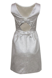 Current Boutique-Erin Fetherston - Silver Textured A-Line Dress w/ Back Bows Sz 2