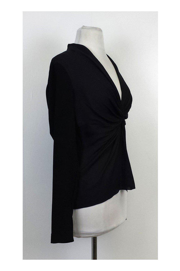 Current Boutique-Escada - Black Silk Knot Blouse Sz 8