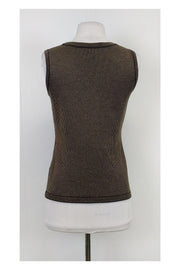 Current Boutique-Escada - Black & Tan Striped Knit Tank Sz 2