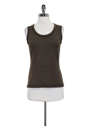 Current Boutique-Escada - Black & Tan Striped Knit Tank Sz 2