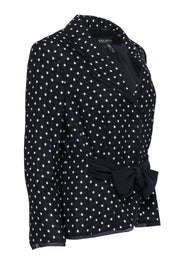 Current Boutique-Escada - Black & White Polka Dot Knit Belted Blazer Sz 4