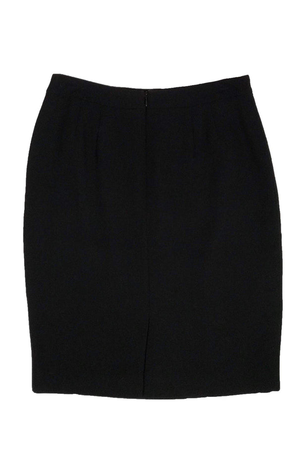 Current Boutique-Escada - Black Wool Grommet Trim Skirt Sz 6