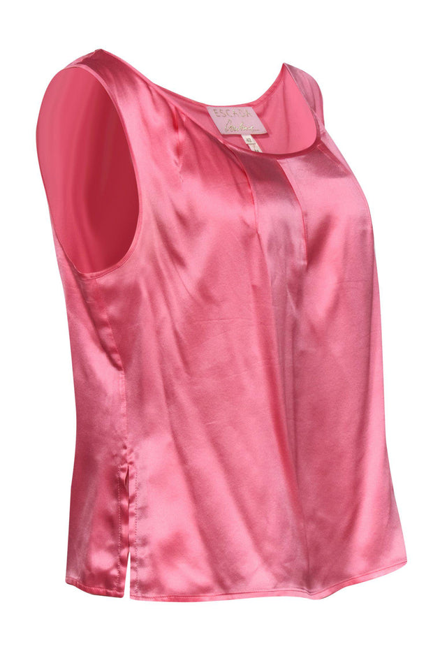 Current Boutique-Escada - Bright Pink Satin Silk Tank Sz 12