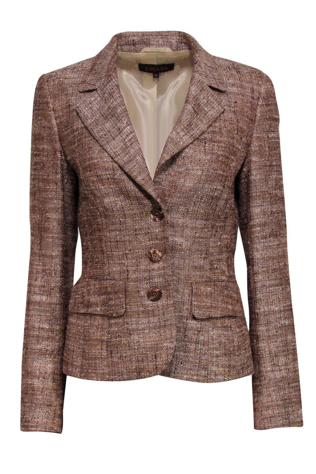 Current Boutique-Escada - Brown & Mauve Tweed Blazer Sz 6