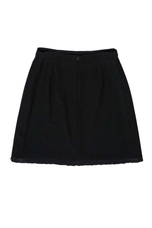 Current Boutique-Escada Couture - Black Wool Skirt w/ Hem Pintucks Sz 10