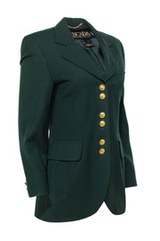 Current Boutique-Escada - Dark Green Button-Up Wool Blazer Sz 6