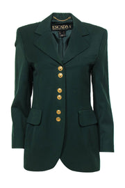 Current Boutique-Escada - Dark Green Button-Up Wool Blazer Sz 6