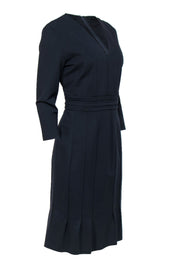 Current Boutique-Escada - Dark Navy Pleated Dress w/ Banded Waist Sz 10