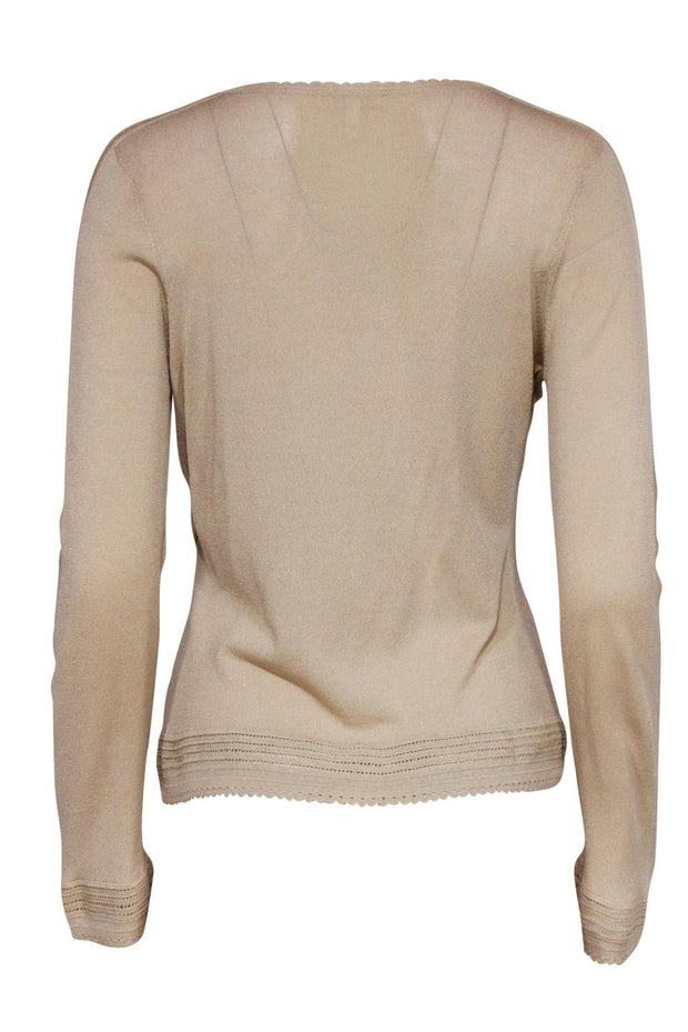 Current Boutique-Escada - Golden Tan Open Piping Cardigan Sz 8