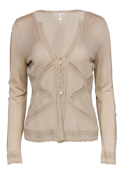 Current Boutique-Escada - Golden Tan Open Piping Cardigan Sz 8