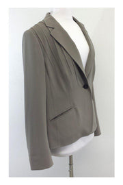 Current Boutique-Escada - Grey Pleated Shoulder Single Button Blazer Sz 14