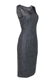 Current Boutique-Escada - Grey Wool Midi "Kleid" Dress w/ Illusion Neckline Sz 10