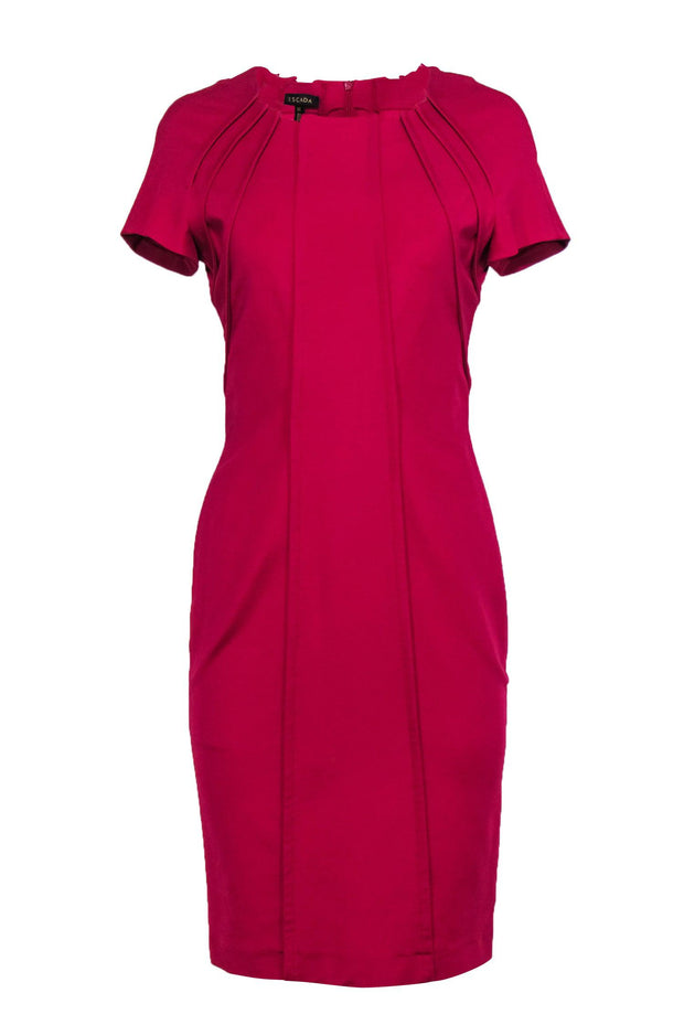 Current Boutique-Escada - Magenta Midi Cap Sleeve Sheath Dress Sz 6