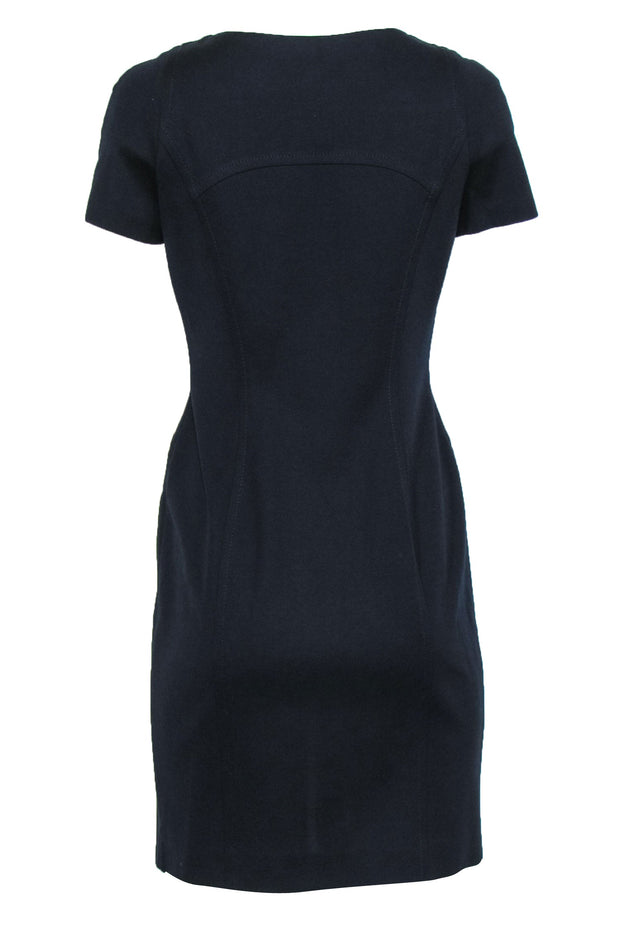 Current Boutique-Escada - Navy Cap Sleeve Sheath Dress w/ White Zippers Sz 6