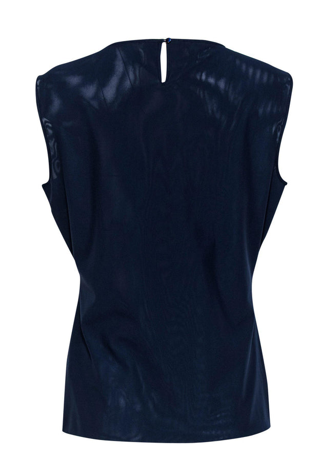 Current Boutique-Escada - Navy Mesh Boat Neck Tank Sz L