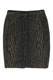 Current Boutique-Escada - Olive & Black Leopard Print Wool Blend Pencil Skirt Sz 10