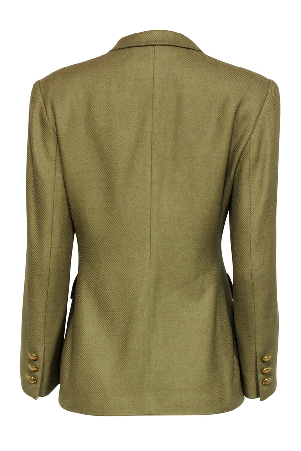 Current Boutique-Escada - Olive Green Blazer w/ Gold Button Detail Blazer Sz 8